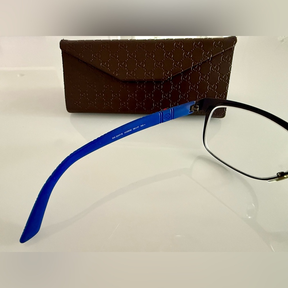 Gucci Black and Blue Glasses - GG2247/S 4VDKM 56 17 140 - Unisex - With OG Case - Picture 4 of 9